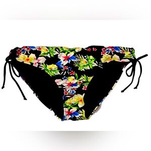 NWOT Black Floral Hip Tie 2XL Bikini Bottom